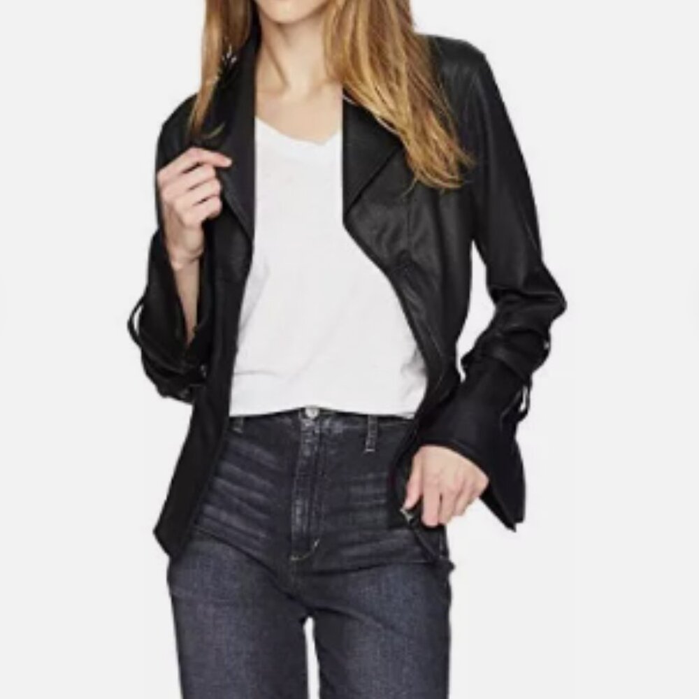 Max Studio Women's Black Bell Sleeve Moto Jacket - Size Medium